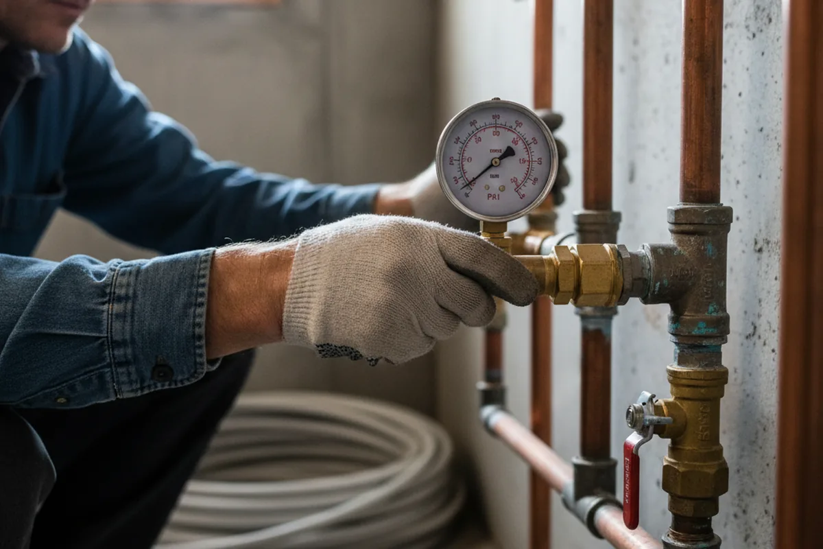 Pressure testing a repaired line during Water Line Repair in Willits